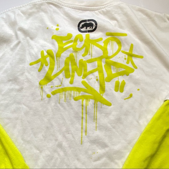 Ecko x Looney Tunes Taz  Long Sleeve White and Lime Long Sleeve Shirt Men Sz LG - Picture 6 of 10